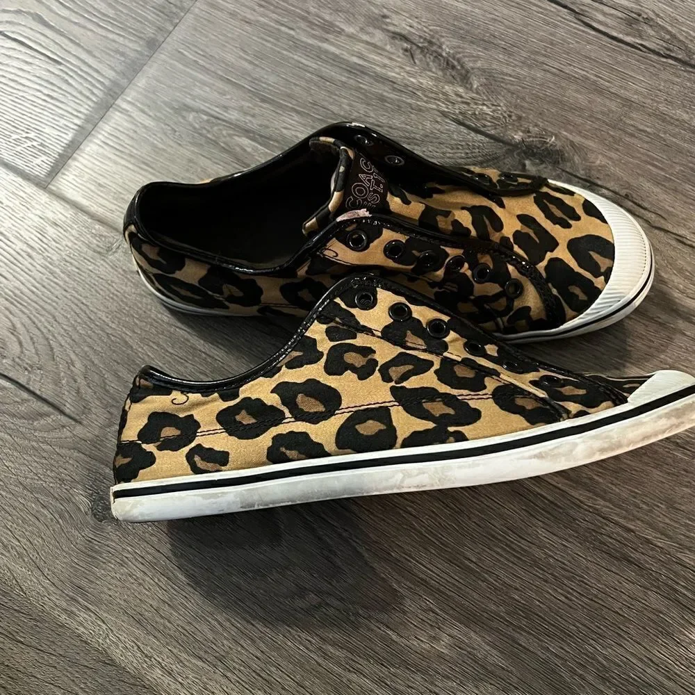 COACH Kira Animal Leopard Print Designer Sneakers Cheetah Women's Size 10B